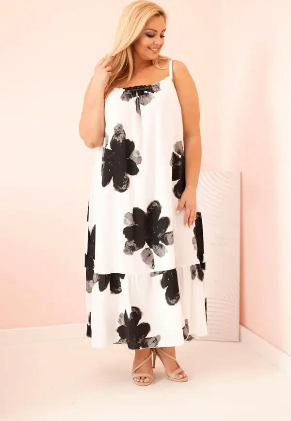 Kesi Włoski Kesi Włoski Women's dress with straps, ruffle, and floral print black