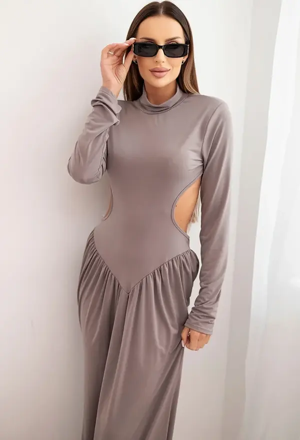 Kesi Włoski Kesi Włoski Women's long dress with viscose, turtleneck and open back fango