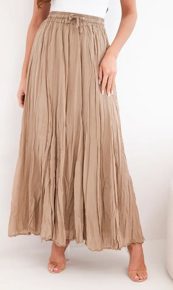 Kesi Włoski Kesi Włoski Women's maxi cotton skirt with an elastic waistband camel