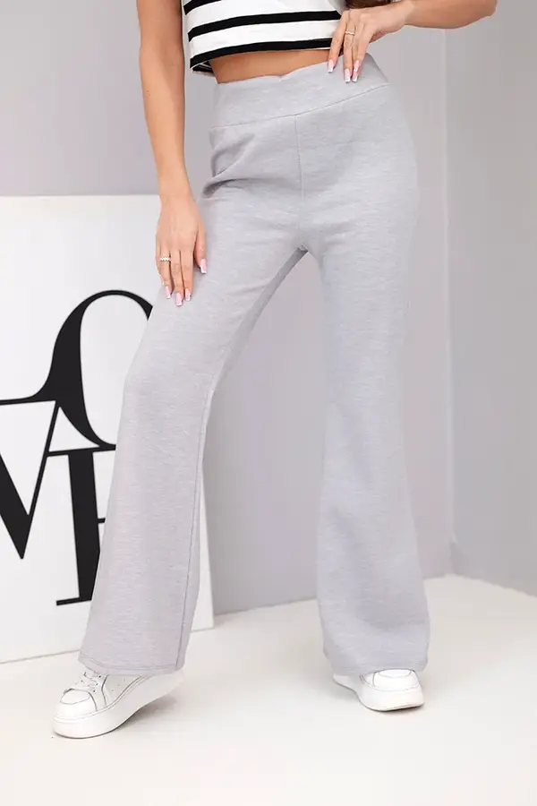 Kesi Włoski Kesi Włoski Women's pants butter with flared leg gray