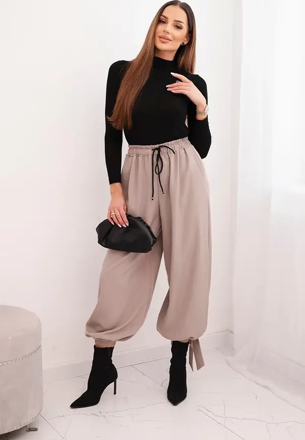 Kesi Włoski Kesi Włoski Women’s pants with wide legs and ties at the bottom fango