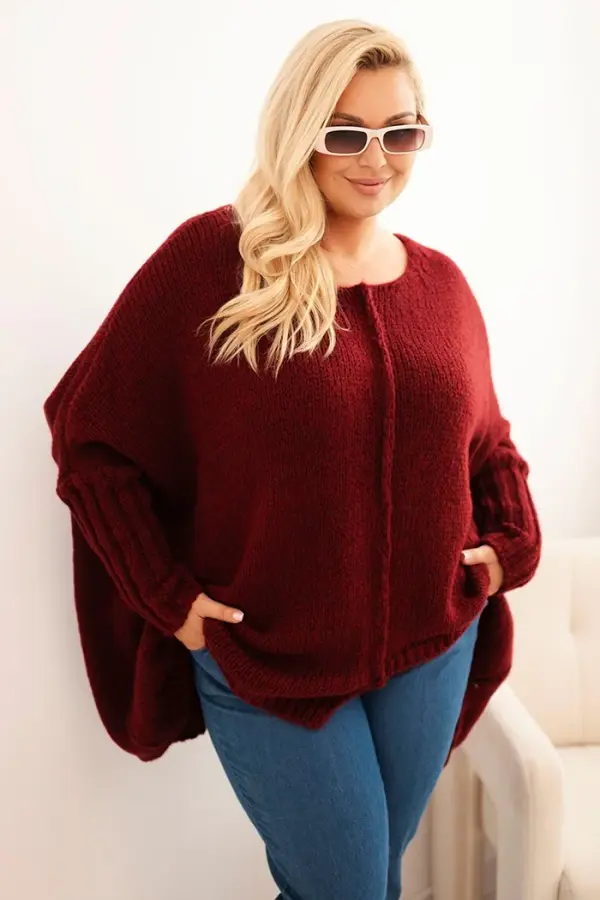 Kesi Włoski Kesi Włoski Women's Plus Size sweater with acrylic, loose fit and 3/4 sleeve fango