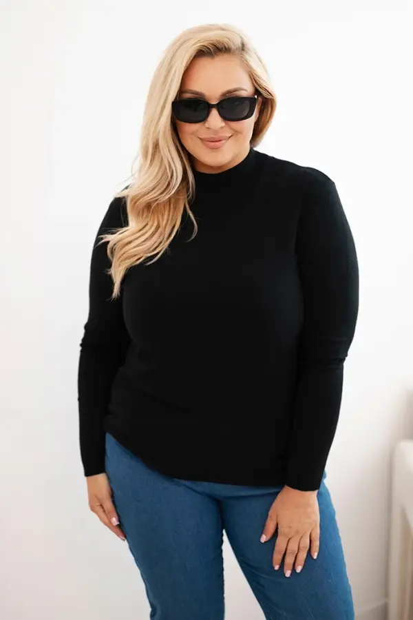 Kesi Włoski Kesi Włoski Women's Plus Size Viscose Sweater with Turtleneck black