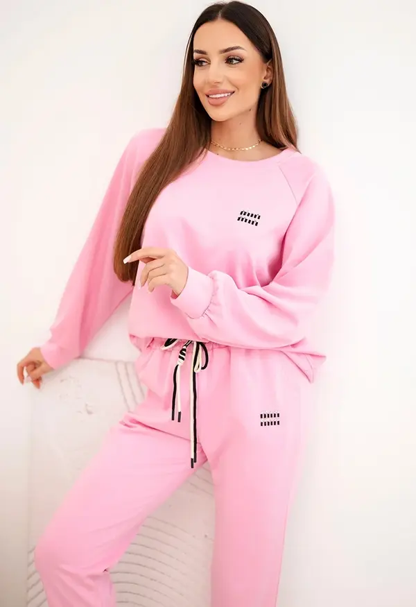 Kesi Włoski Kesi Włoski Women's set made of viscose with a sweatshirt and pants light pink