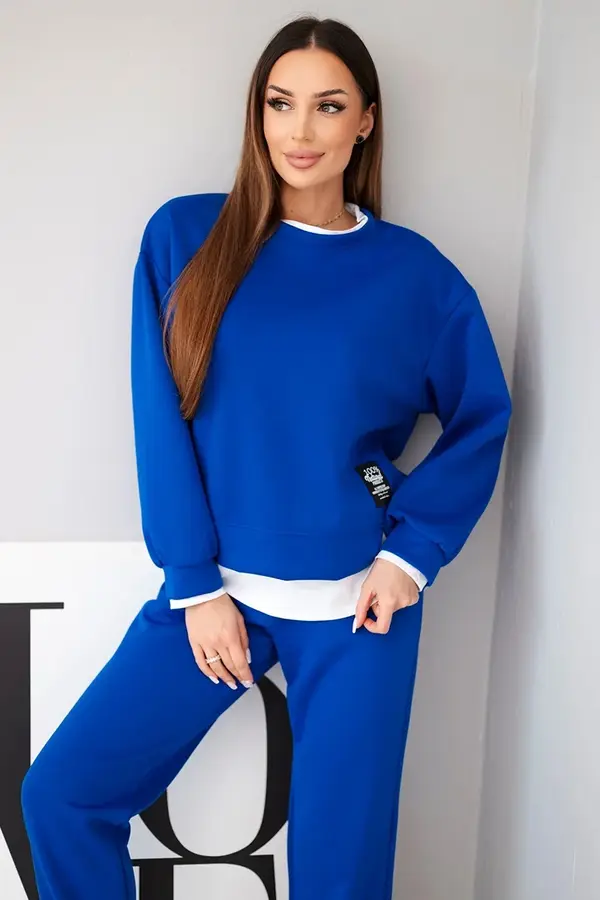 Kesi Włoski Kesi Włoski Women's set with a loose sweatshirt and sweatpants buttercup blue