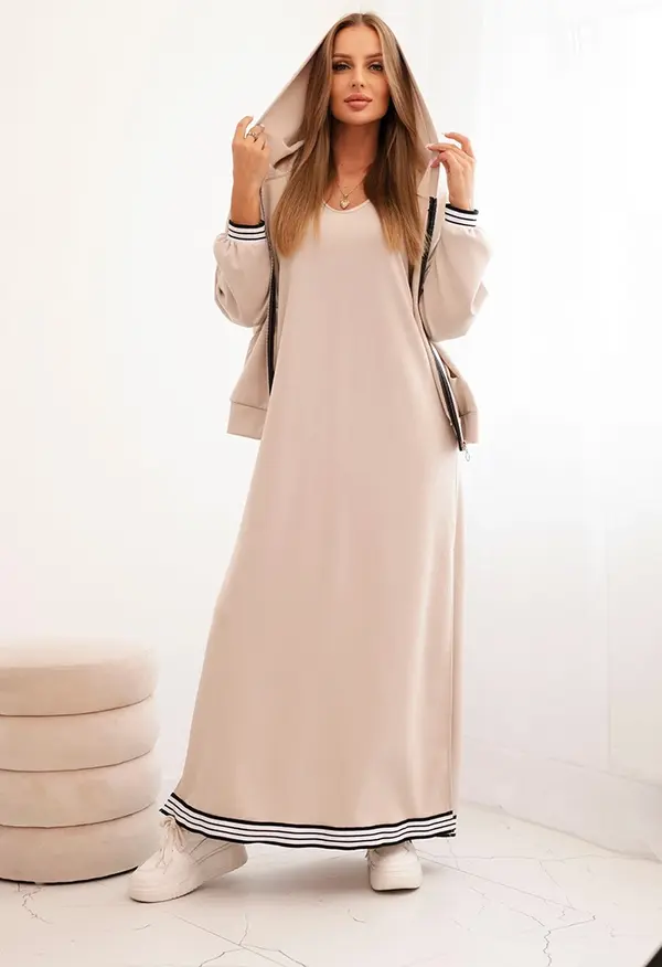 Kesi Włoski Kesi Włoski Women's set with viscose featuring a button-up blouse and a long dress beige