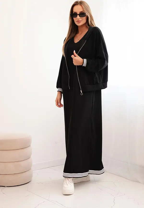 Kesi Włoski Kesi Włoski Women's set with viscose featuring a button-up blouse and a long dress black