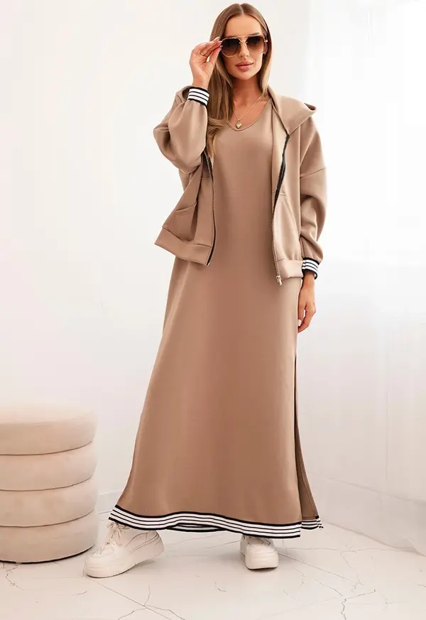 Kesi Włoski Kesi Włoski Women's set with viscose featuring a button-up blouse and a long dress fango