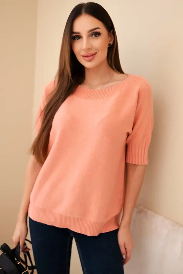 Kesi Włoski Kesi Włoski Women's short-sleeve viscose sweater dark apricot