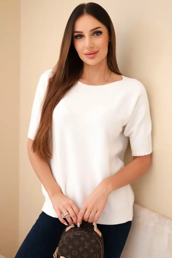 Kesi Włoski Kesi Włoski Women's short-sleeve viscose sweater ecru