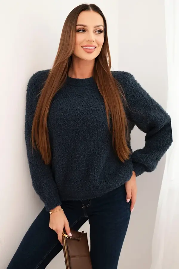 Kesi Włoski Kesi Włoski Women's sweater made of soft mohair navy blue