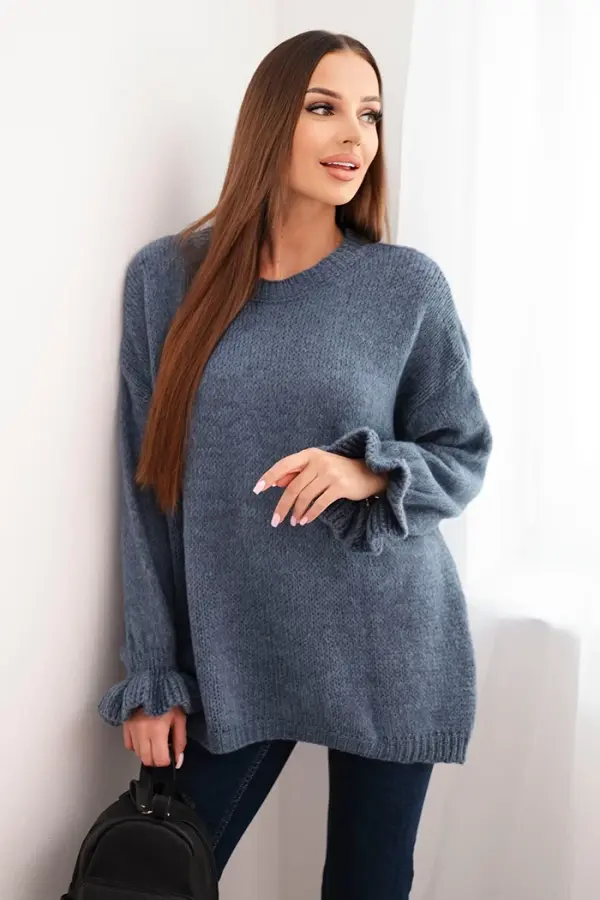 Kesi Włoski Kesi Włoski Women's sweater with mohair and wool blend in a loose fit denim