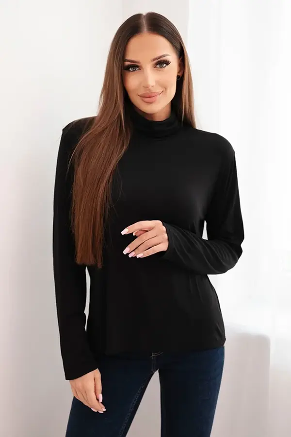 Kesi Włoski Kesi Włoski Women's viscose blouse with a turtleneck and long sleeves black