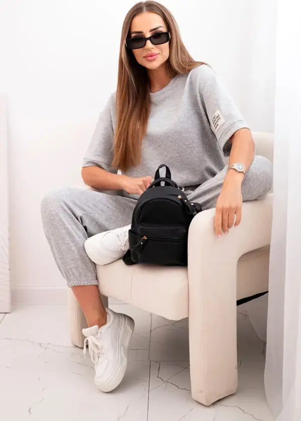 Kesi Włoski Kesi Włoski Women's viscose set with short sleeves and trousers grey