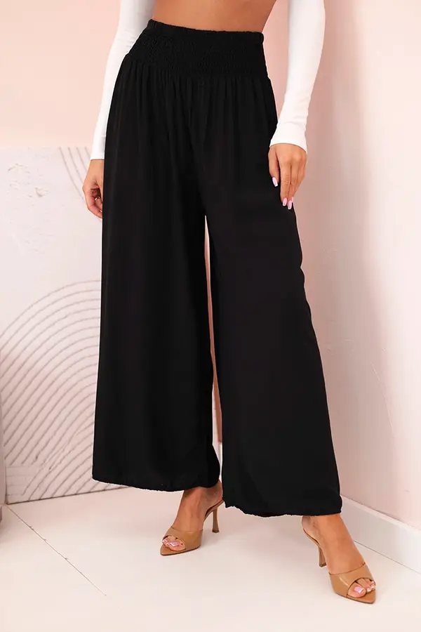 Kesi Włoski Kesi Włoski Women's viscose trousers with elastic waistband black