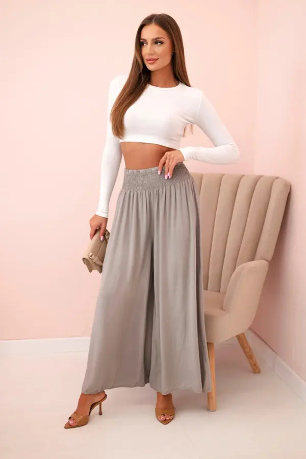 Kesi Włoski Kesi Włoski Women's viscose trousers with elastic waistband fango