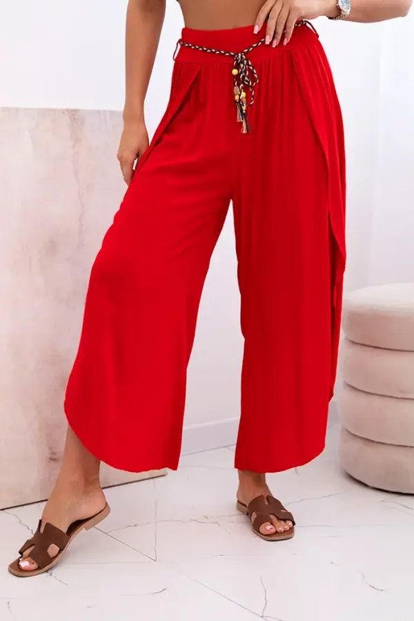 Kesi Włoski Kesi Włoski Women's viscose trousers with leg slit red
