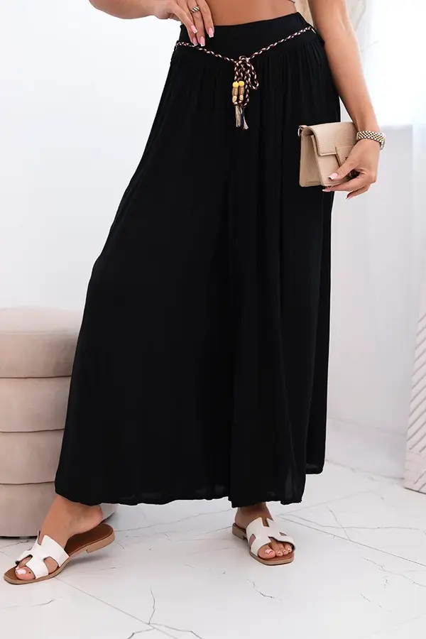 Kesi Włoski Kesi Włoski Women's wide-leg viscose trousers black