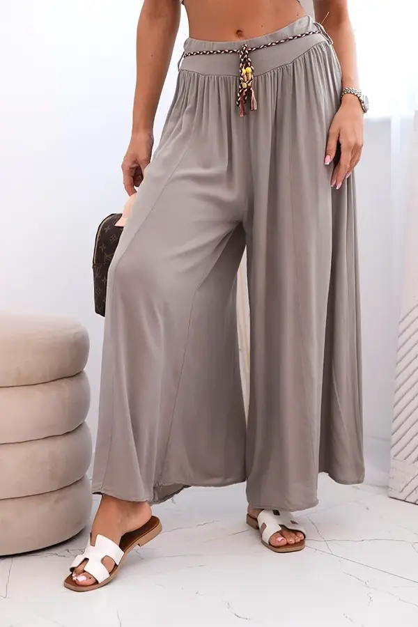 Kesi Włoski Kesi Włoski Women's wide-leg viscose trousers fango