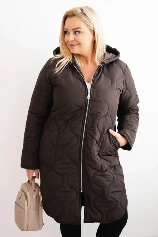 Kesi Włoski Kesi Włoski Women's winter quilted Plus Size jacket with a hood red