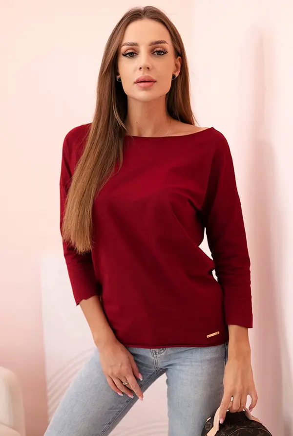 Kesi Kesi Women's blouse with a boat neckline burgundy