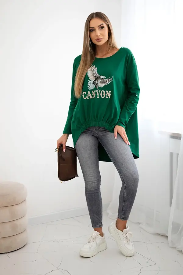 Kesi Kesi Women's blouse with eagle and Canyon inscription green