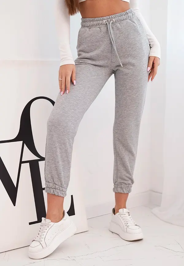 Kesi Kesi Women's cotton pants with elastic waistband gray