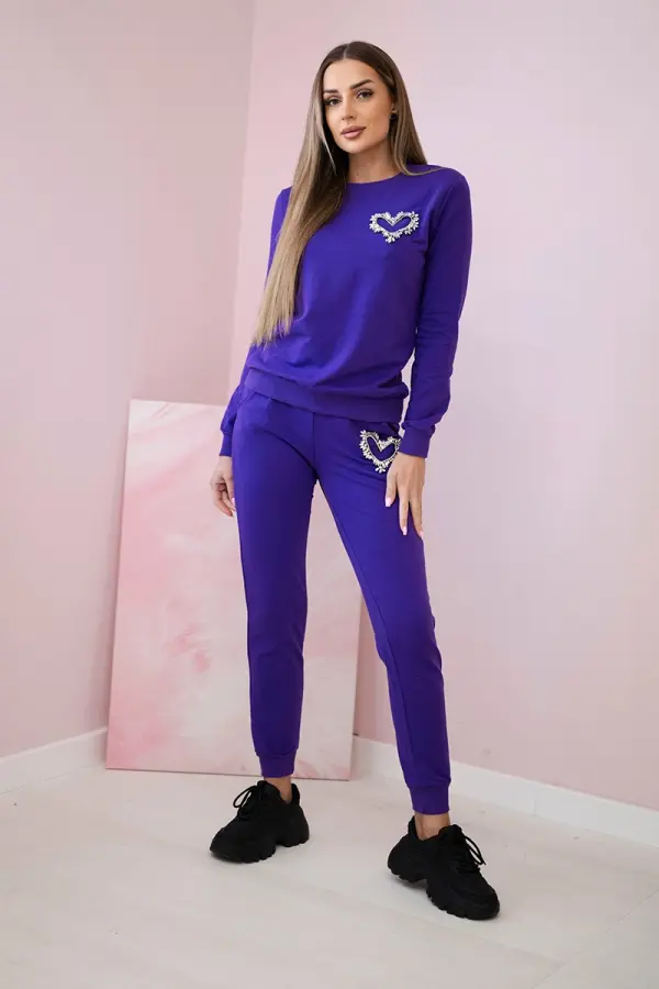 Kesi Kesi Women's cotton set with a decorative heart dark purple