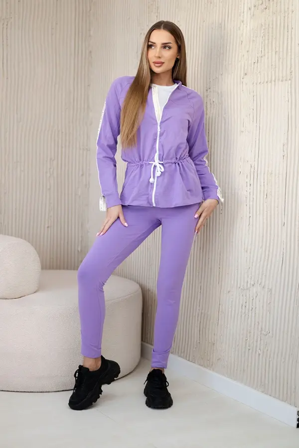 Kesi Kesi Women's cotton set with stripe and welts violet