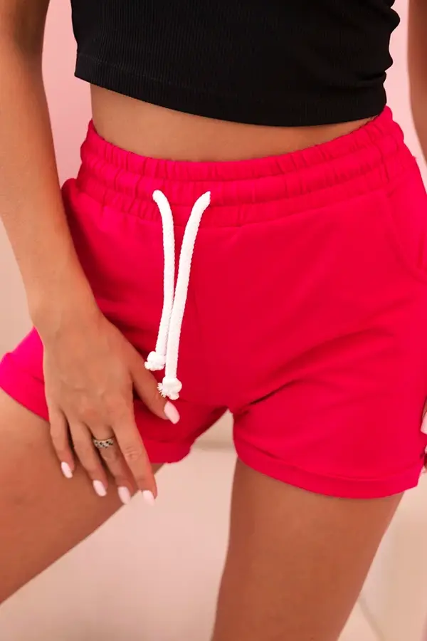 Kesi Kesi Women's cotton shorts with elastic and tie at the waist fuchsia