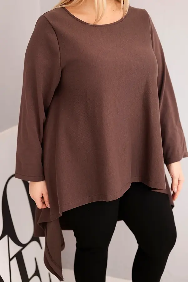 Kesi Kesi Women's Plus Size cotton tunic with an asymmetrical cut brown