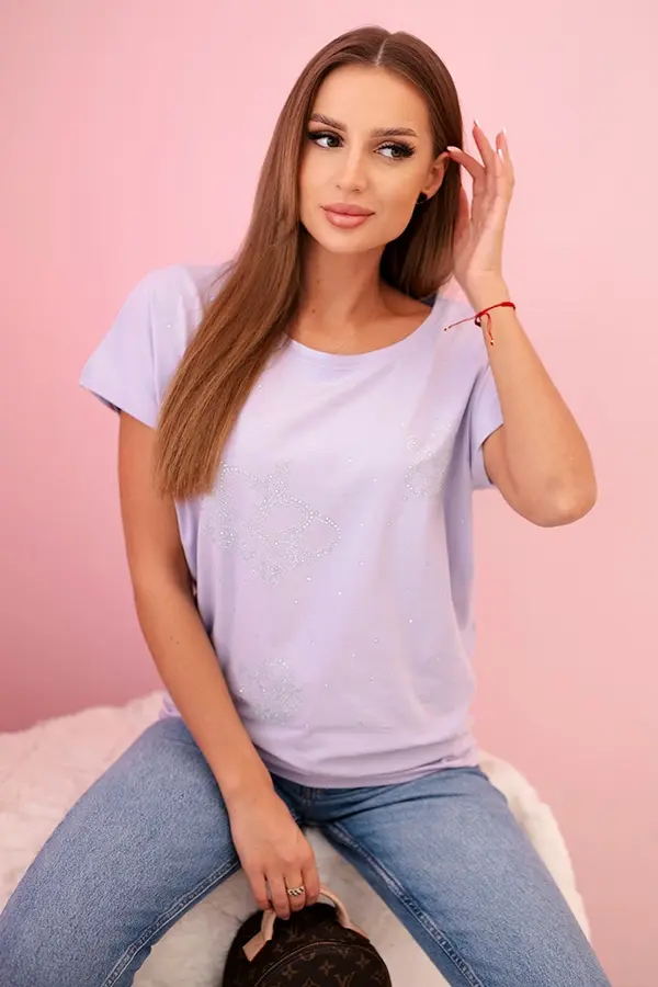 Kesi Kesi Women's short-sleeve blouse with rhinestones purple