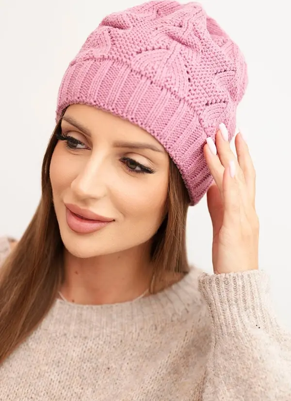 Kesi Kesi Women's winter hat with wool in a structured weave K432 light purple