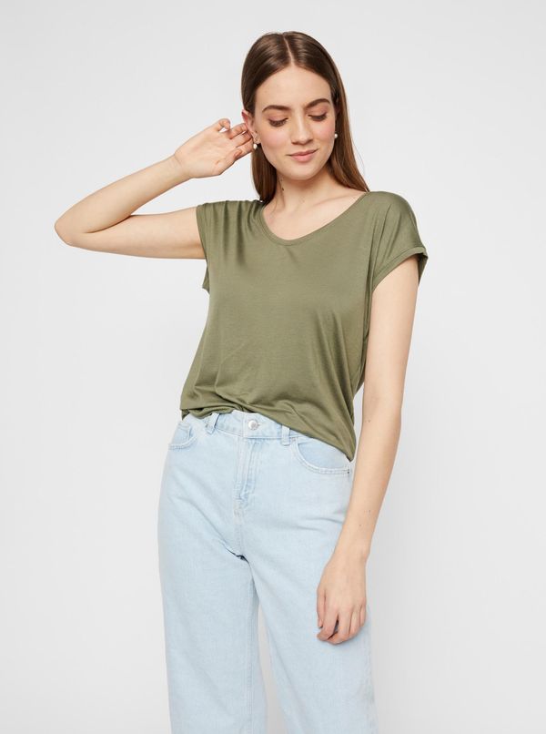 Pieces Khaki Basic T-Shirt Pieces Billo - Women