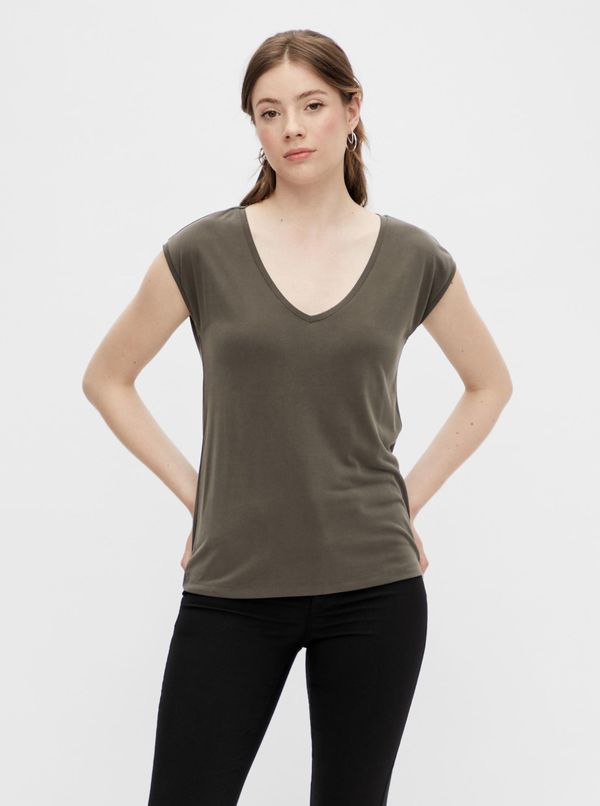 Pieces Khaki basic t-shirt Pieces Kamala - Women's