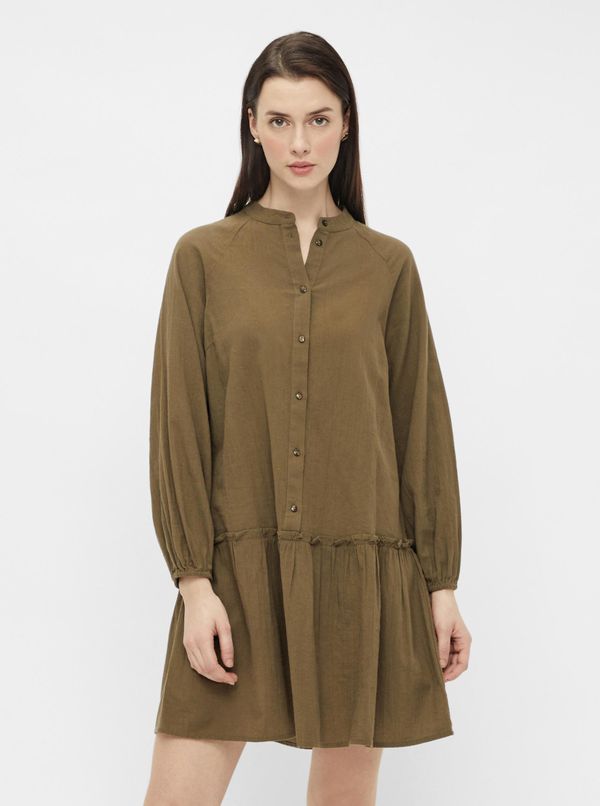 Pieces Khaki Dress with Buttons Pieces Lilli - Women's