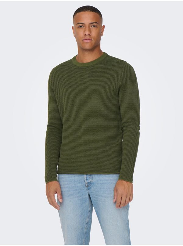 Only Khaki Mens Ribbed Sweater ONLY & SONS Niguel - Men