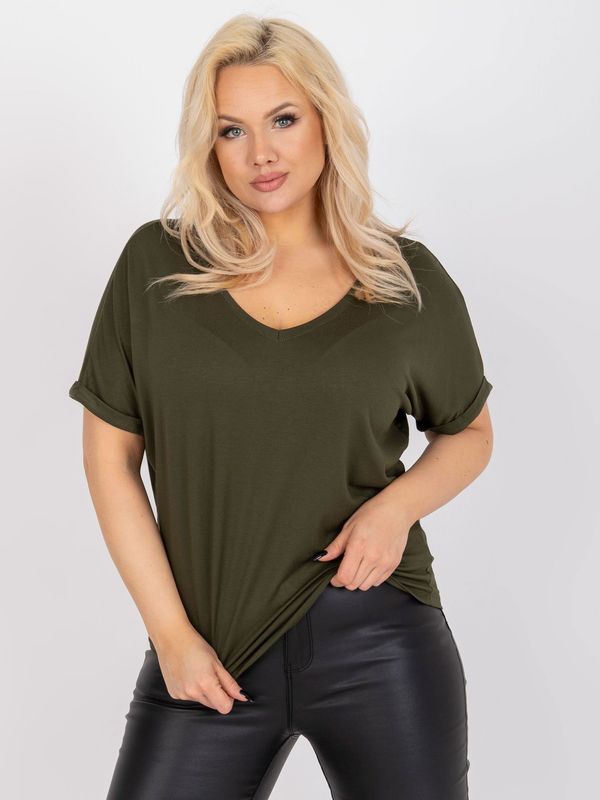 Fashionhunters Khaki size plus blouse in loose cut Dina