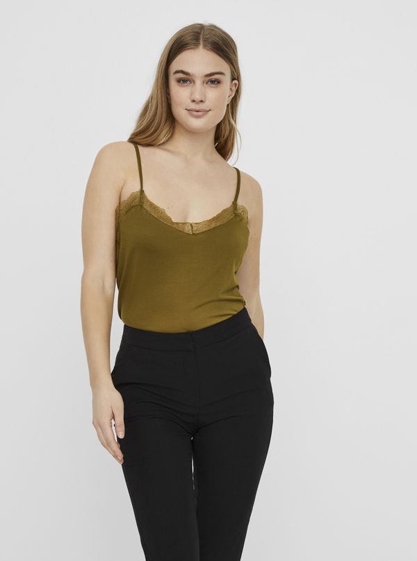 Vero Moda Khaki top with lace VERO MODA Sofia - Women's