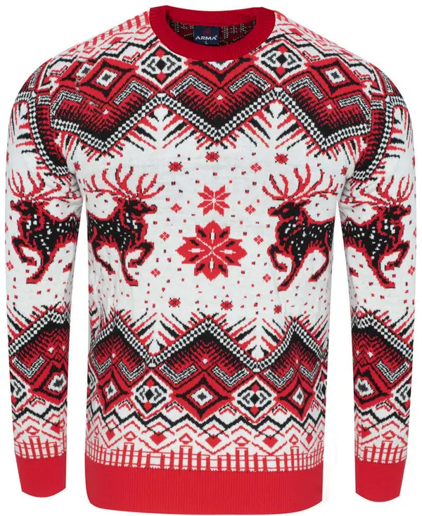 ARMA Коледен пуловер ARMA червено-бял