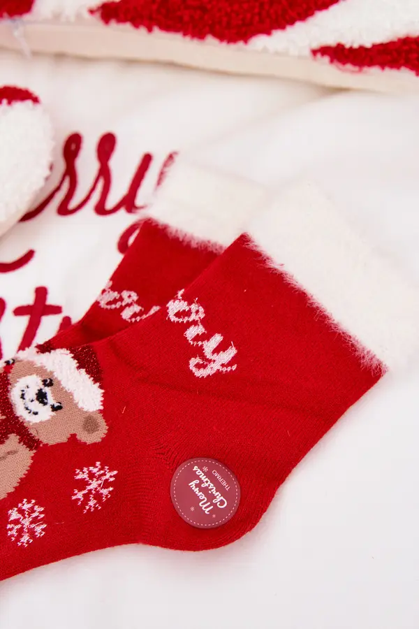 Aura.via Коледни детски чорапи с плюшено мече