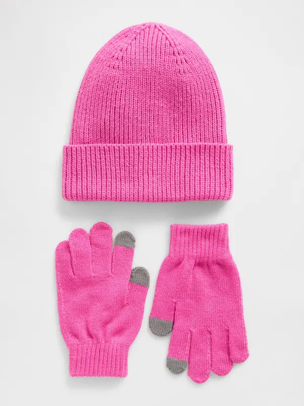 GAP Комплект детски шапка и ръкавици GAP за момичета