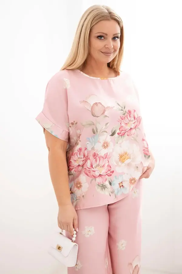 Kesi Włoski Комплект Kesi за жени с блуза и панталон с флорален принт