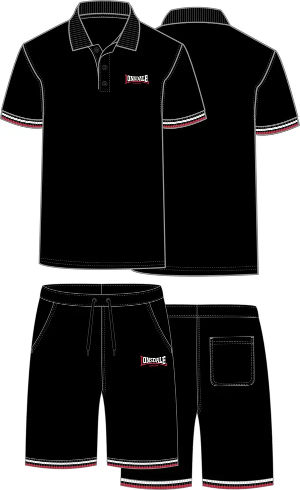 Lonsdale Комплект от мъжка поло тениска и шорти Lonsdale