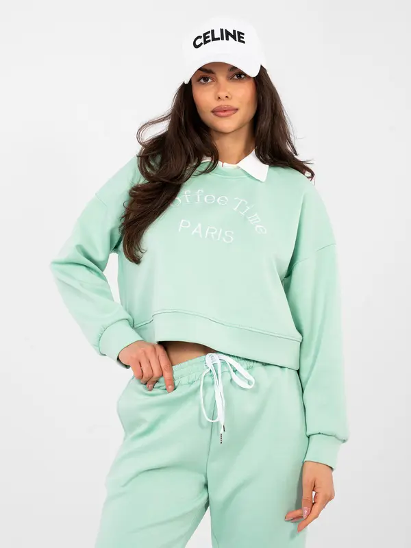 Italy Moda Комплект от светлозелен суитшърт и спортен панталон