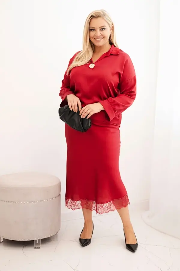 Kesi Włoski Комплект за големи размери с дантела и сатенен блясък