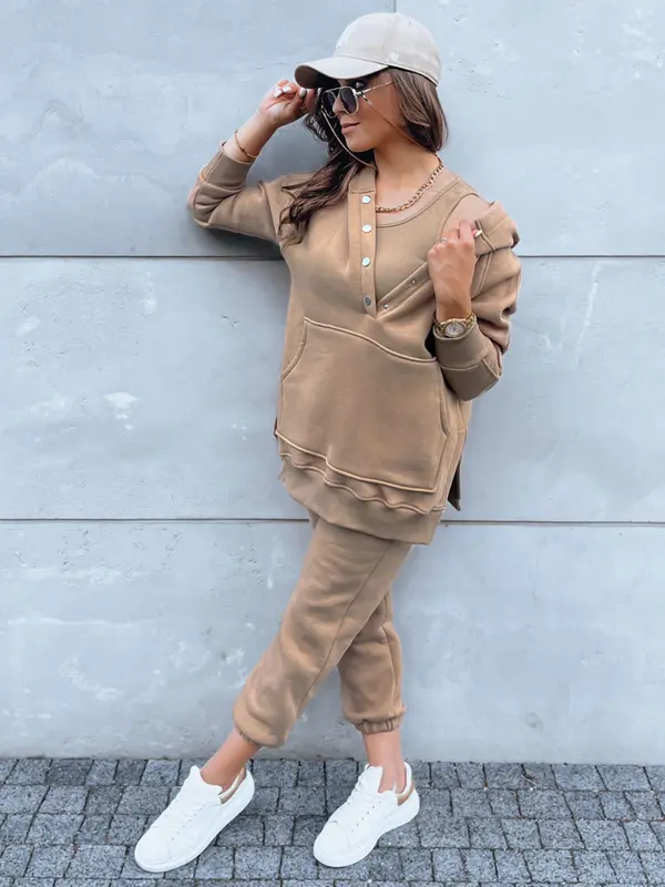 DStreet Komplet 3 częściowy damski INDESIT kamelowy Dstreet