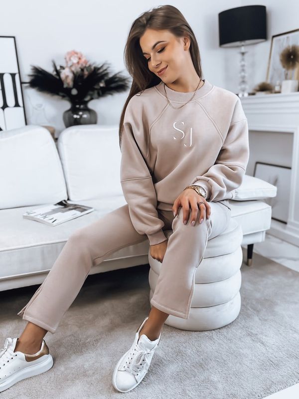 DStreet Komplet damski dresowy FILAR beżowy Dstreet