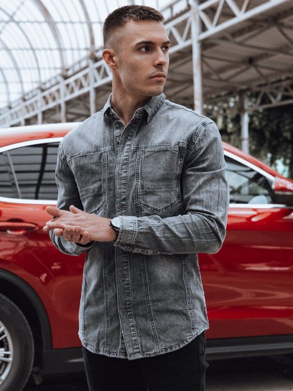 DStreet Koszula jeansowa męska szara Dstreet