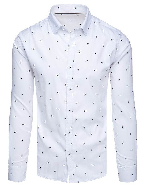 DStreet Koszula męska uniwersalna biała w czarne gwiazdki Dstreet